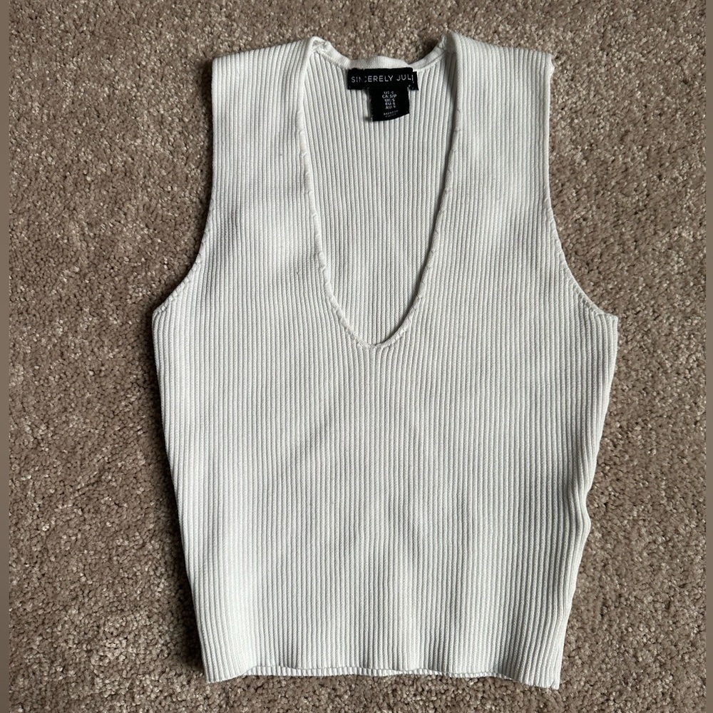 Sincerely Jules White Ribbed Tank Top